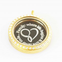 Family: where life begins & love never ends... - Locket and Plate Set - 3cm